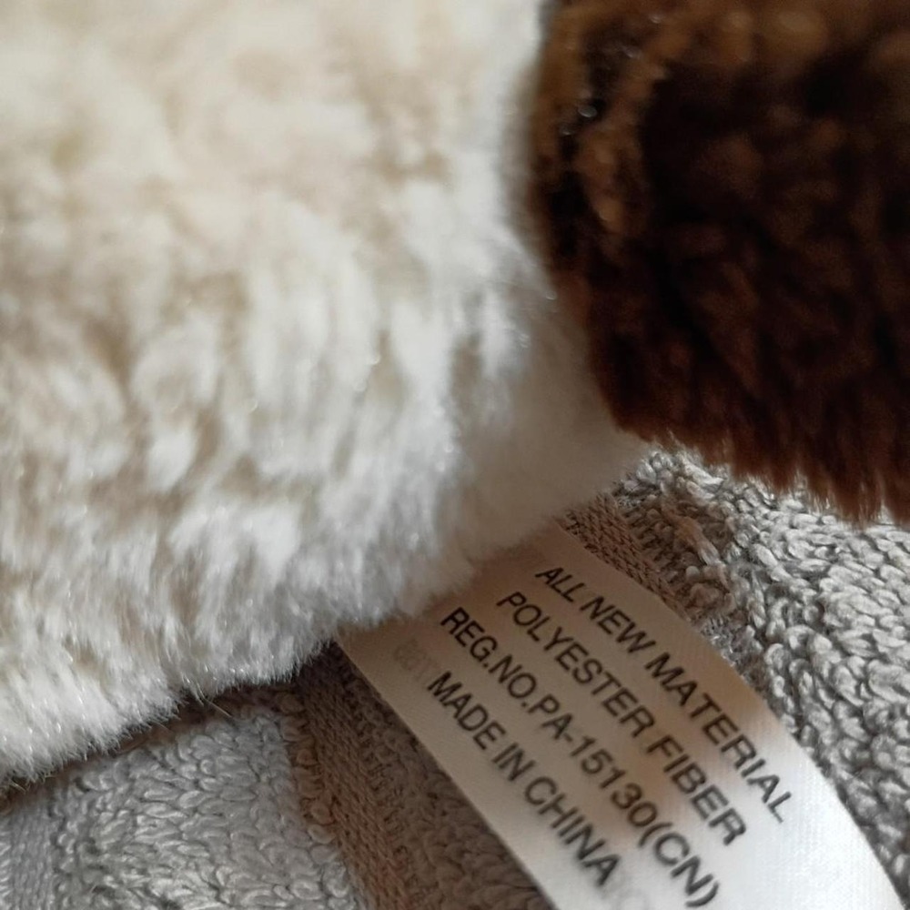Hobby Lobby Christmas Puppy Dog Plush Cream Brown Blue Scarf 9143766 8.5in - Picture 8 of 8